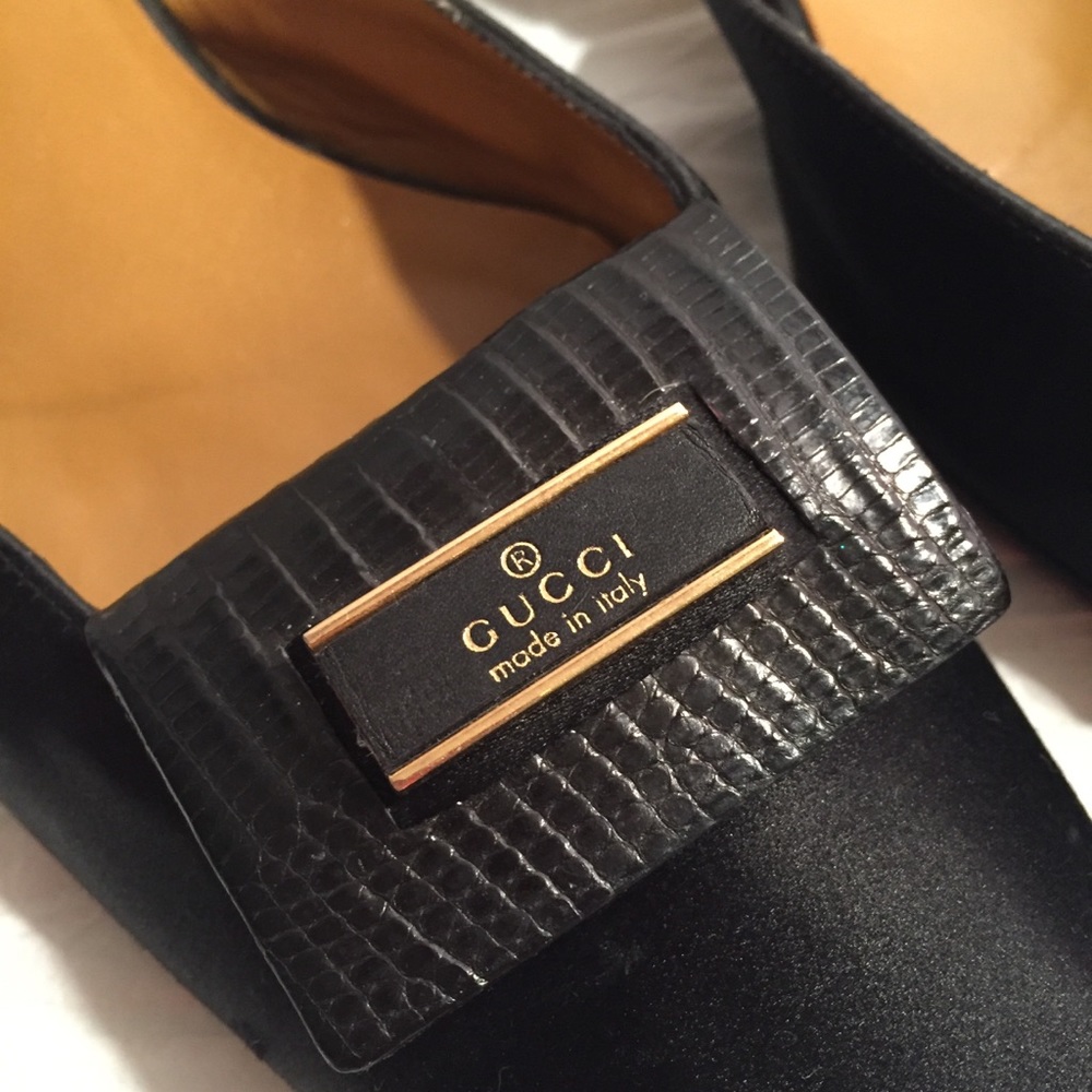 GUCCI BLACK SATIN MULES SZ-7.5 - Picture 2 of 8